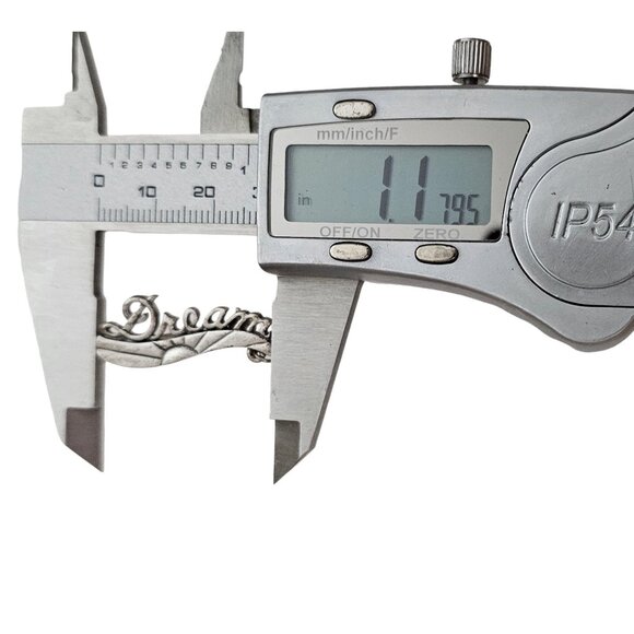 Chico’s Silver Tone  Cursive Letter Sign DREAM W/ Dangle Charm Pin, Signed L318 - Picture 8 of 9